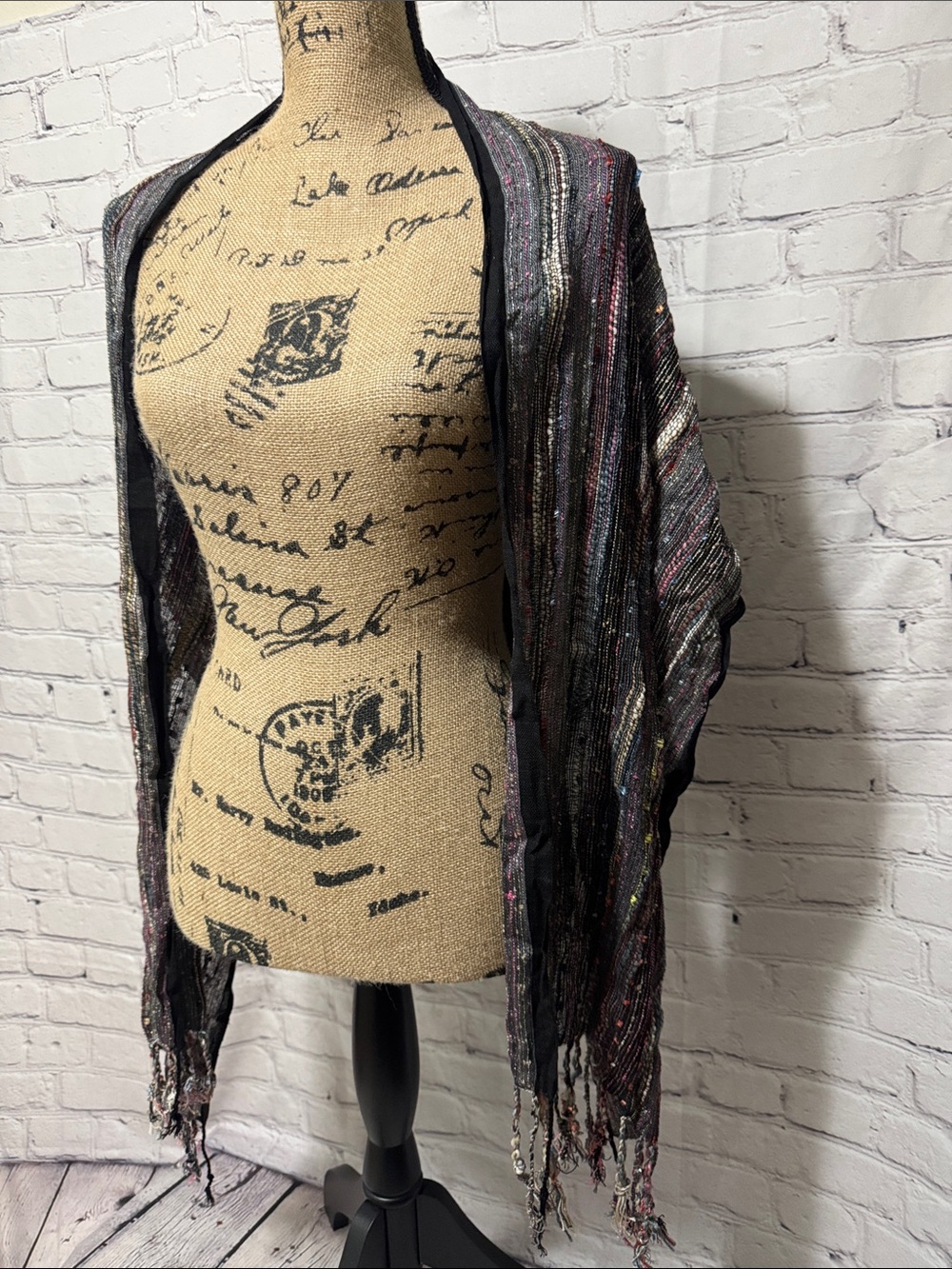 Like new Target Made in India Rayon Cotton Colorful Metallic Threaded Wrap Scarf